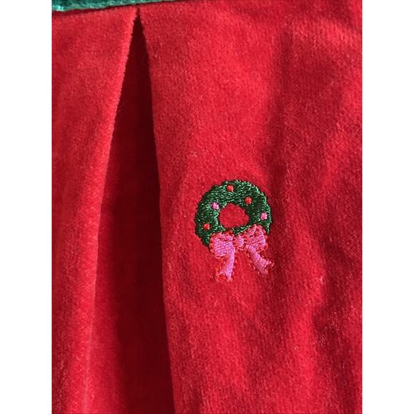 Hartstrings Red Velvet Holiday Christmas Embroidered Wreath Bow 24M Toddler Baby - Picture 3 of 7